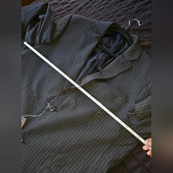 New+Tag Designer Suit Perry Ellis Portfolio Jacket Black Striped Blazer Mens 40r - Picture 6 of 7